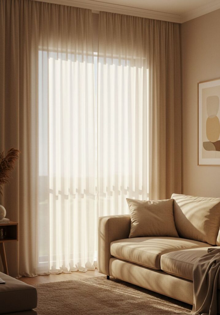 Use Beige Curtains for Soft Light